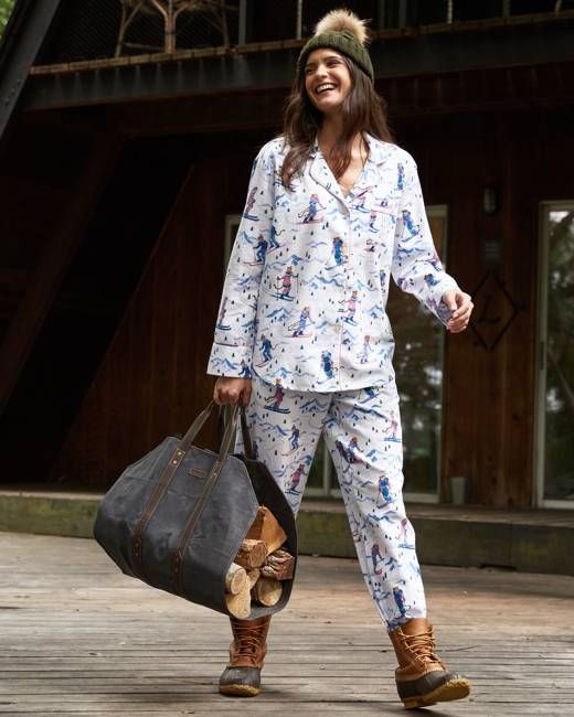 Hit the Slopes - Lightweight Flannel Long PJ Set - Icicle