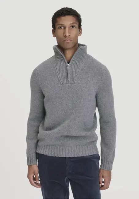 Knit Troyer Regular BETTER RECYCLING made from pure organic merino wool