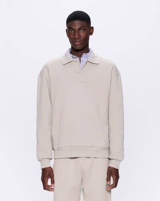 Archive Mens DNA Heavyweight Polo Sweatshirt—stone