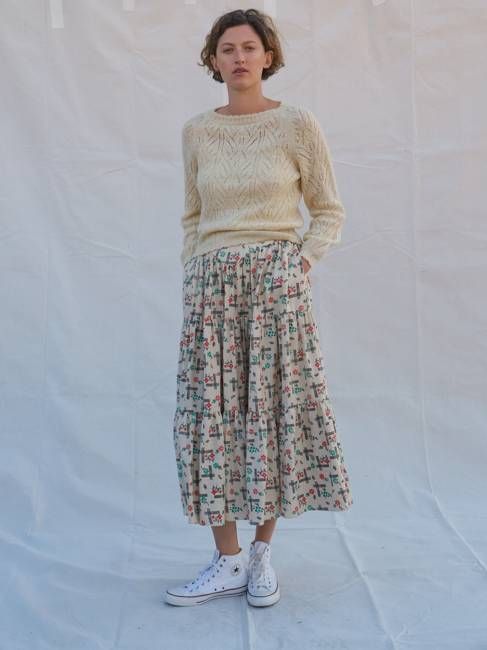 Campion Skirt in Vintage Hatch Print