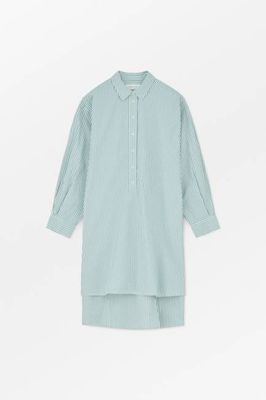 Edda Hemdkleid - Weiß/Aquastreifen