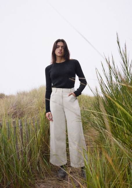 Wide Trouser Stone Brushed Twill