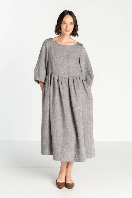 Gaia – Twill Linen Smock Dress