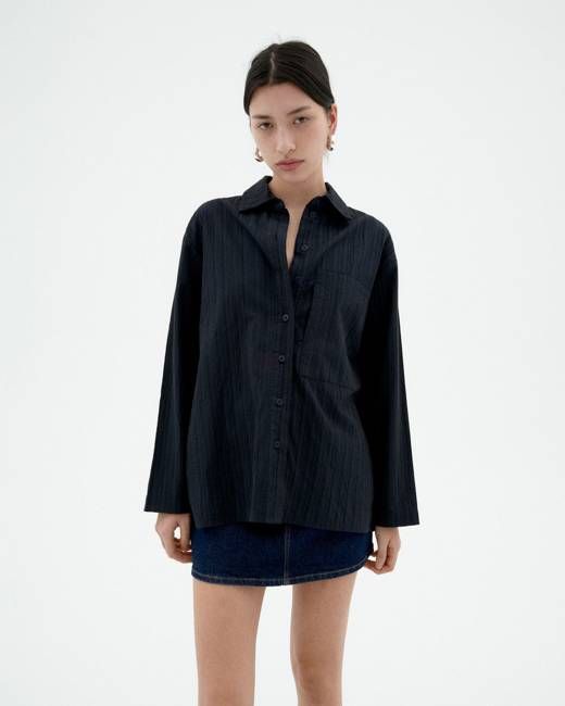 Navy textured Marcelle blouse