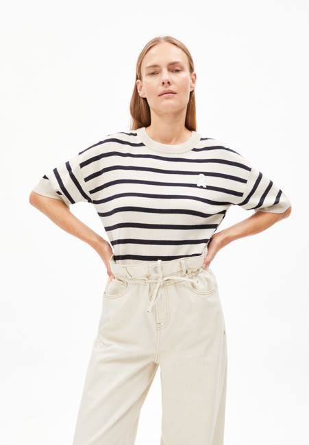 LIZAA LINO STRIPES | raw white-night sky