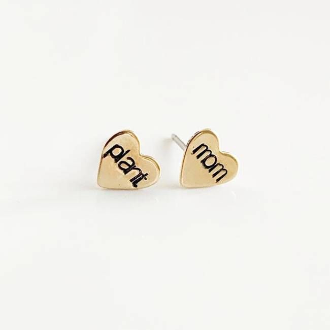 Plant Mom Earrings, Hearts