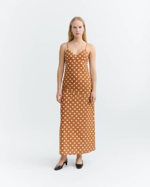 Long brown polka dots dress Dina