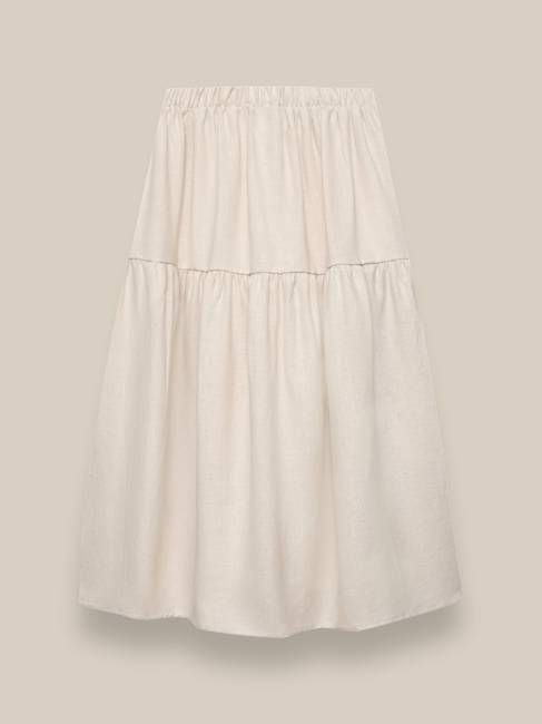 Women's Ceramic White Linen Skirt