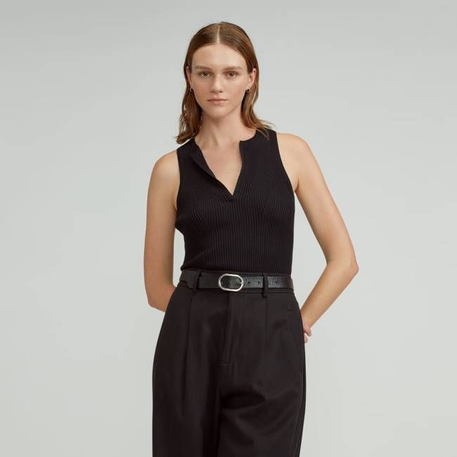 The Ribbed Cutaway Tank | Black