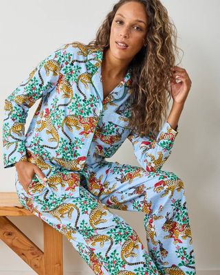 Very Merry Bagheera - Long PJ Set - Pale Blue